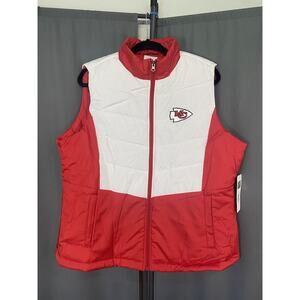 NFL Kansas City Chiefs Women's Red White Full-Zip Sleeveless Quilted Vest A36